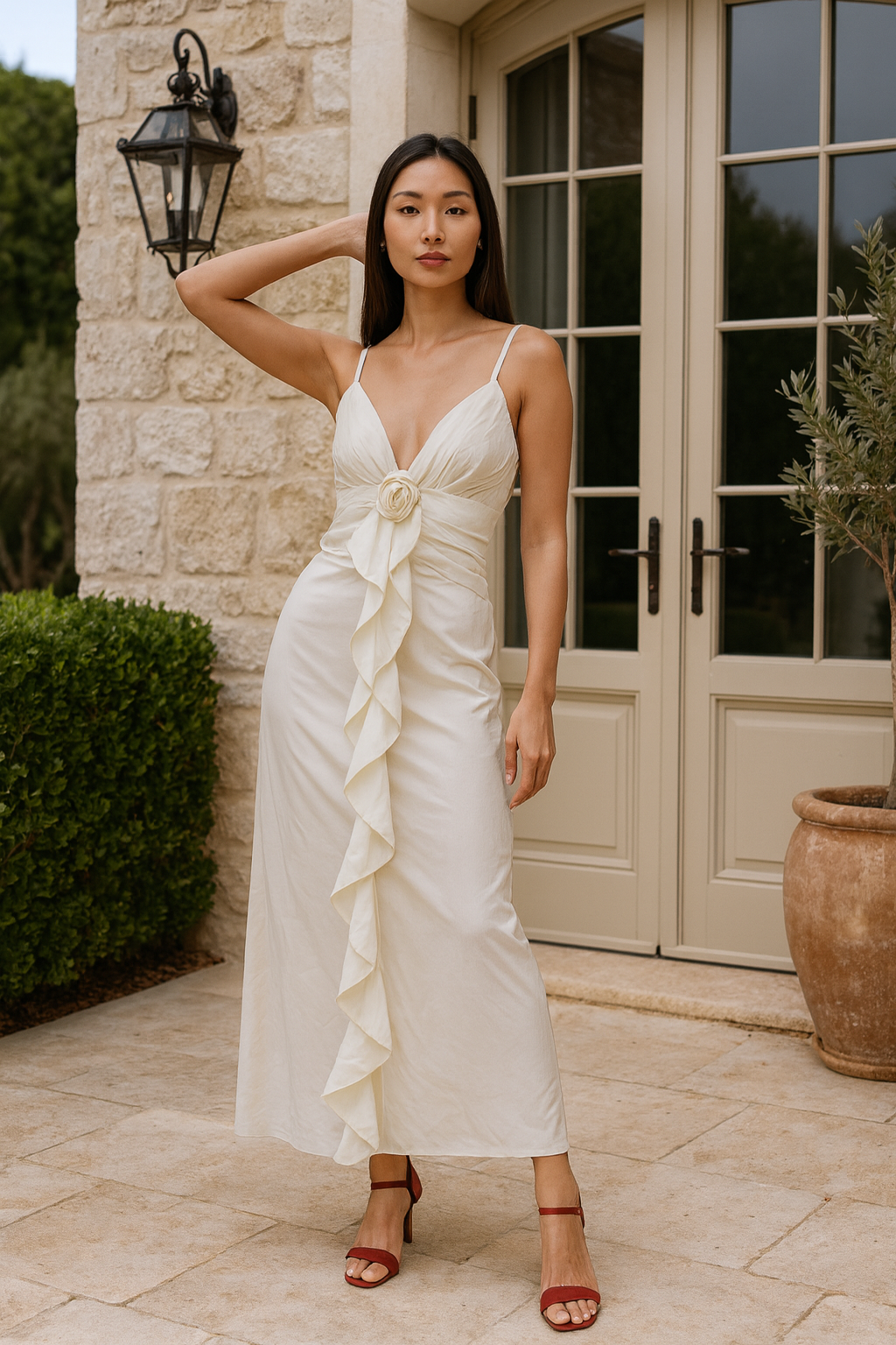White Serenity Ruffle Dress