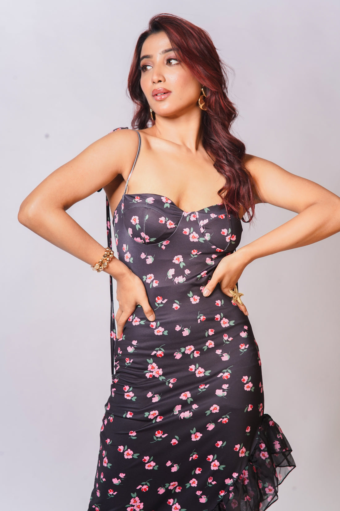 Moonlit Rose Cascade Dress