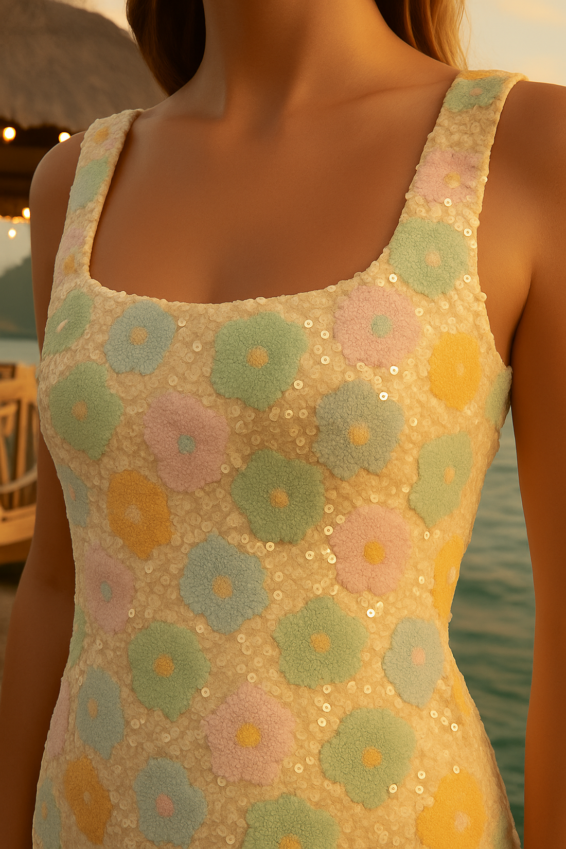 Ethereal Bloom Sequin Dress