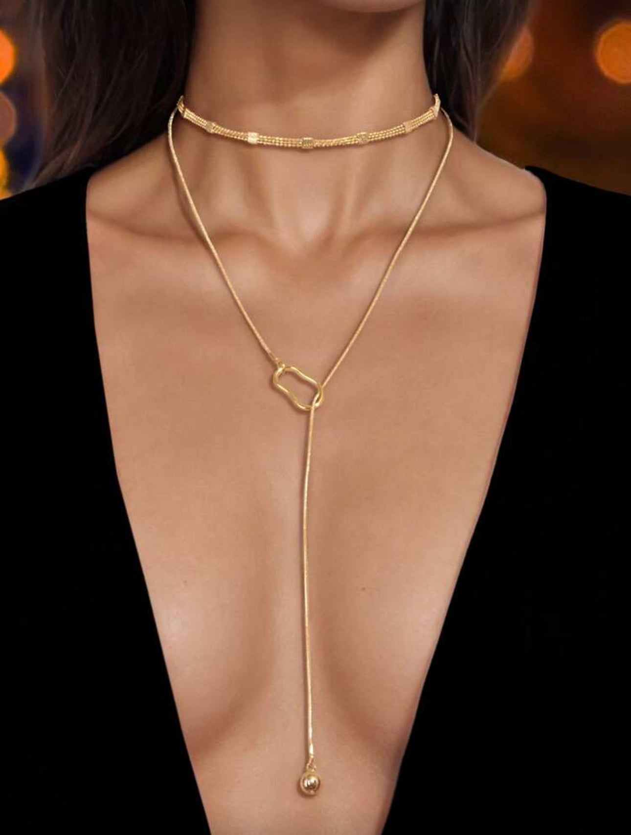 Golden Sol Choker & Lariat Set