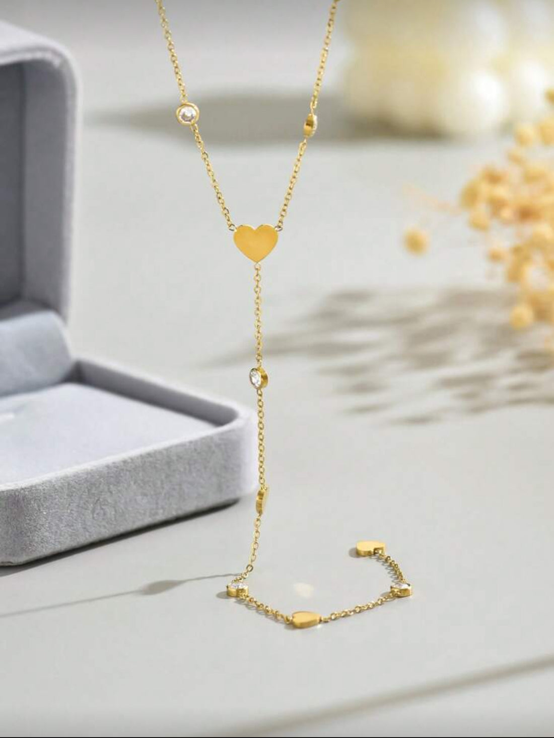 Golden Heart Lariat Necklace