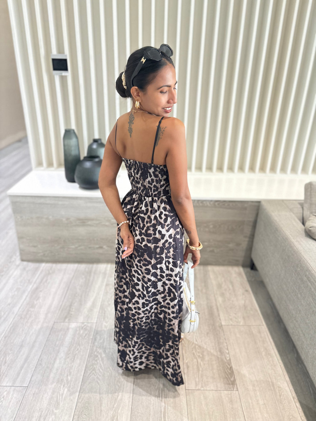 Flowing Leopard Midi Dress
