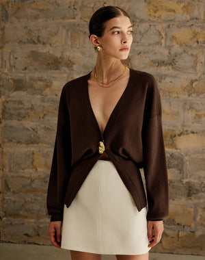 Golden Button Plain Cardigan