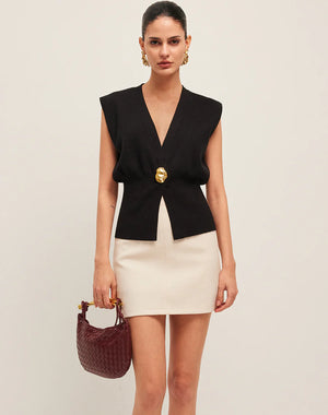 V-Neck Buttoned Detail Sweater Vest