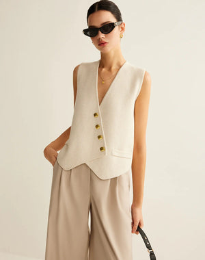 Asymmetrical Button Sweater Vest
